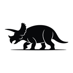 Sturdy Triceratops Silhouette Illustration Black Vector Design A Horned Herbivore with a Frill and a Bold Black Silhouette