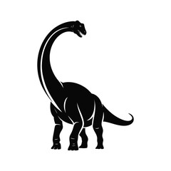 Brachiosaurus Silhouette Illustration Black Vector: Long Neck Herbivore, Detailed Outline of a Prehistoric Giant, Isolated Design