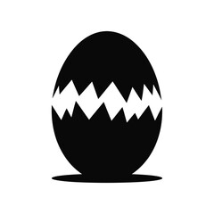Cracked Dinosaur Egg Silhouette Illustration Black Vector Design A Symbol of New Life and a Mysterious Black Silhouette