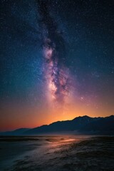 Night Sky Milky Way Over Mountain Scenery