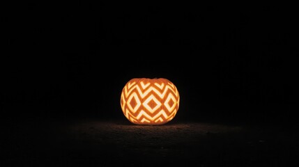 Carving Shining Pumpkin for Halloween Celebration at Night
