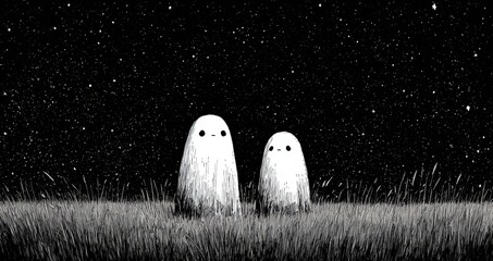 Ghosts Roam Night Halloween Spooky Scary Fantasy Theme