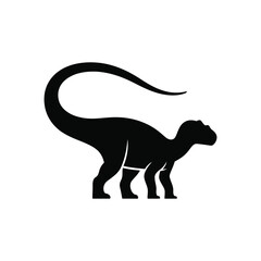 Iguanodon Silhouette Illustration Black Vector Design Herbivorous Dinosaur in Black Silhouette Vector Illustration of Prehistoric Era