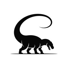 Fearsome Dinosaur Silhouette Illustration A Prehistoric Predator in Black Vector Design for Paleontology Enthusiasts and Graphic Projects