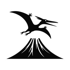 Flying Pterodactyl Silhouette Illustration A Prehistoric Reptile in Black Vector Design for Paleontology Enthusiasts and Graphic Projects © MD AMINUL ISLAM