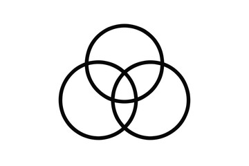 Vector Illustration of Triple Venn Diagram Icon