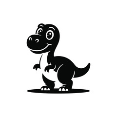 Charming Tyrannosaurus Rex Silhouette Illustration A Black Vector Depiction of a Cartoon T-Rex with a Friendly Expression and Small Arms