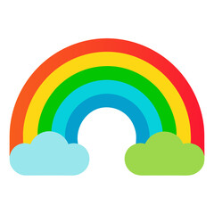 Kids Icon of Rainbow with Clouds Colorful Illustration