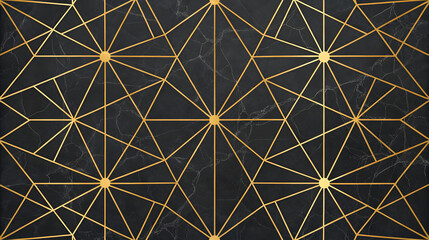Elegant gold geometric art deco pattern on dark textured background