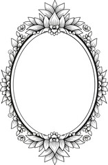 Decorative oval floral frame with detailed leaves and flowers vector design for elegant borders and invitations