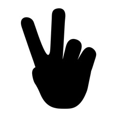 Obraz premium Silhouette of a hand gesturing the peace sign or number two