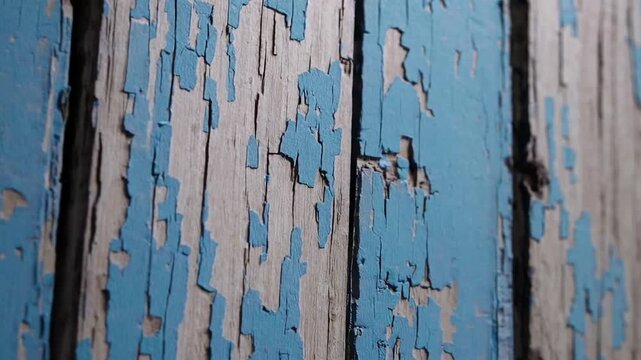 Textured background of aged cyan painted wooden planks for antique furniture design