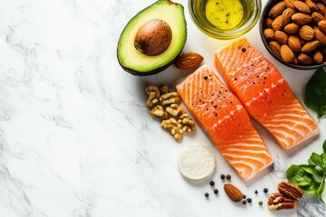 Healthy food selection on marble (1)