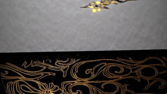 traditional Japanese style background design featuring intricate golden patterns and motifs on white washi paper