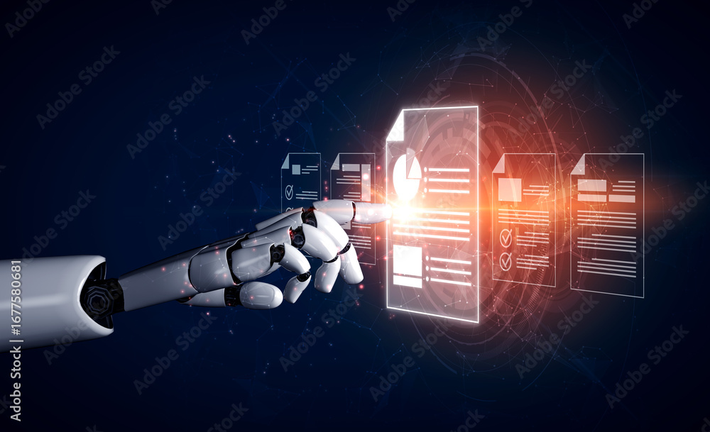 Poster ai artificial intelligence manages documents with virtual assistant filing, secure cloud access, and