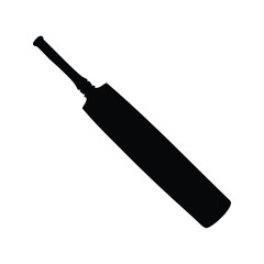 Isolated silhouette of a traditional cricket bat against a white background, cricket bat silhouette vector illustration