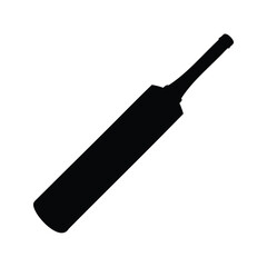 Simple graphic representation of a black silhouette cricket bat on white background, cricket bat silhouette vector illustration