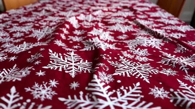 Christmas Themed Background with Snowflake Pattern Tablecloth for Holiday Decor