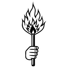 Hand holding flaming torch illustration