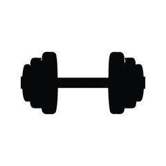 Isolated black silhouette of a dumbbell on a white background., dumbbells silhouette vector illustration