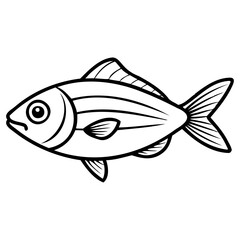 Simple black and white fish illustration with smooth lines and minimalist design