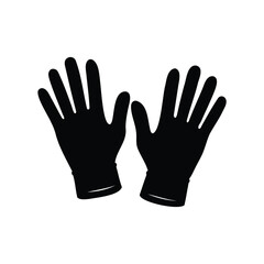 Illustration of a Pair of protective Gloves in Black Silhouette Style, garden gloves silhouette vector illustration