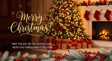 Naklejka premium Wishing you a very Merry Christmas and happy holidays