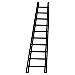 Straight aluminum ladder with rungs for construction or home use