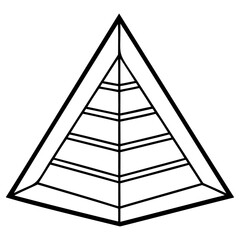 Geometric pyramid diagram with layered structure and clean black and white design