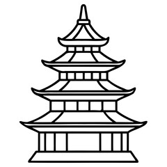 Traditional chinese pagoda line art illustration