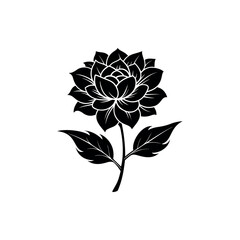 Elegant black and white floral design of a layered flower bloom Silhouette Vector 