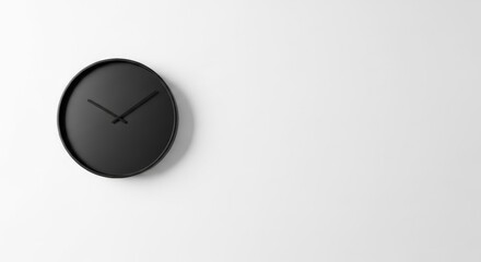 Minimalist black wall clock with simple design on white background