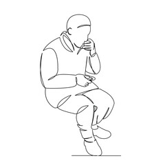 One continuous single drawing line art doodle tea, male, muslim, coffee, drink. Isolated flat illustration hand draw contour on a white background
