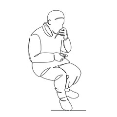 One continuous single drawing line art doodle tea, male, muslim, coffee, drink. Isolated flat illustration hand draw contour on a white background
