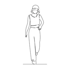 One continuous single drawing line art flat doodle female, young, girl, beautiful, woman, portrait. Isolated image hand draw contour on a white background
