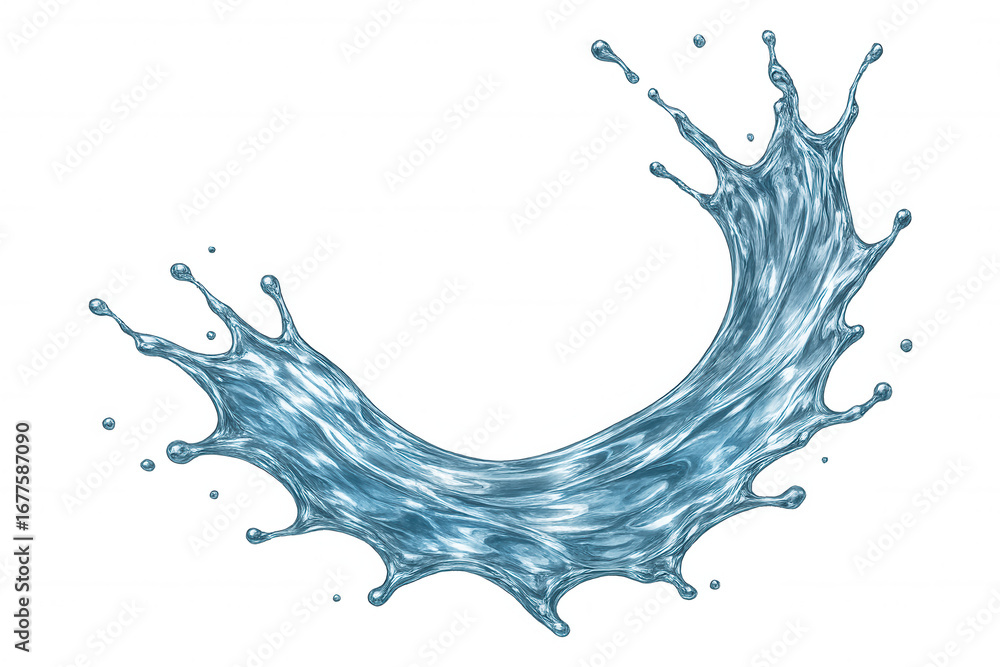 Poster water splashing and making a circle shape, isolated on transparent background, ideal for compositing
