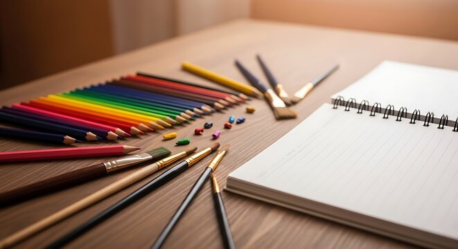 Art Supplies Laid Out for Creative Work. - Powered by Adobe