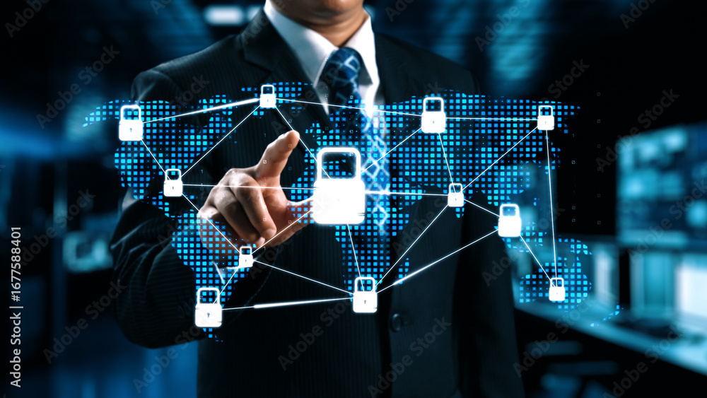 Poster cyber security protection and cyber security strategies against cyber threats, system hacks, digital