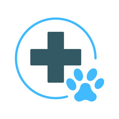 Fototapeta premium Vet Icon, Veterinarian, Cat and Dog. Vector Silhouette Icon 