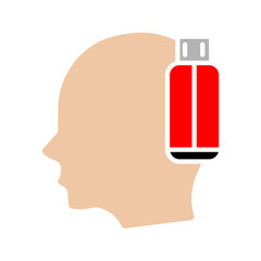 abstract head and gear like mind process icon. flat simple style trend modern synergy logotype graphic art design isolated on white background. concept of	
