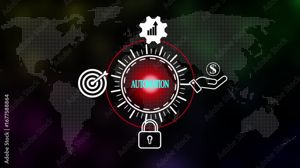 Poster project management automation concept. internet, business, technology and network concept. automatio