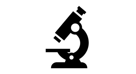 Black Microscope Icon on White Background Science Technology