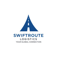 SwiftRoute Logistics logo, a stylized road graphic, conveying global connection and transportation services.