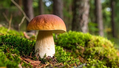 Forest mushroom close-up