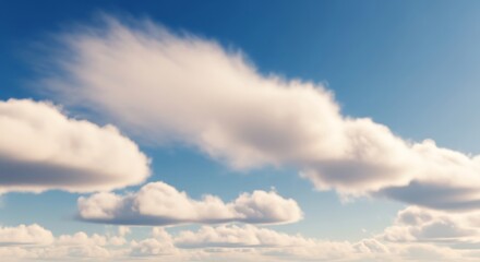 Fototapeta premium Blue Sky with Fluffy White Clouds on a Sunny Day.