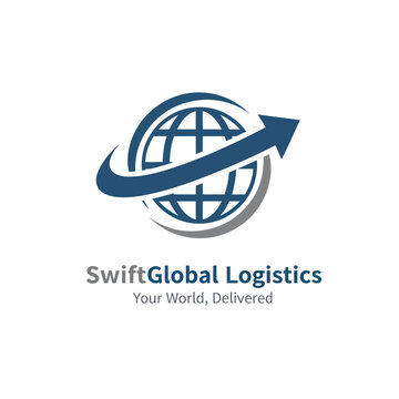 Swift Global Logistics logo featuring a globe with an arrow circling it.