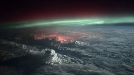 Fototapeta premium View of Earth's Atmosphere with Aurora and Clouds from Space