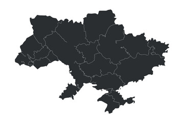 Detailed Vector Map of Ukraine with Regions on White Background for Geographic and Political Projects