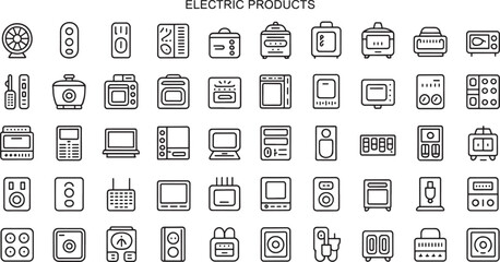 electric products icons bold black line art clean presentation set illustration royalty free stock photos premium quality