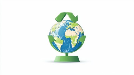 A green globe symbolizing recycling and sustainability, representing a commitment to environmental protection.
